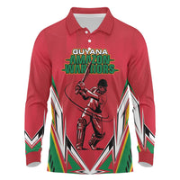 Custom Guyana Cricket Spirit Long Sleeve Polo Shirt Amazon Warriors Inspired - Wonder Print Shop