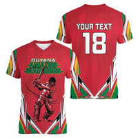 Custom Guyana Cricket Spirit Women V-Neck T-Shirt Amazon Warriors Inspired - Wonder Print Shop