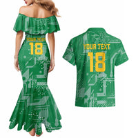 Custom Guyana Football Couples Matching Mermaid Dress and Hawaiian Shirt One Team One Game Green Version - Wonder Print Shop
