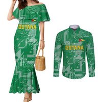 Custom Guyana Football Couples Matching Mermaid Dress and Long Sleeve Button Shirt One Team One Game Green Version - Wonder Print Shop