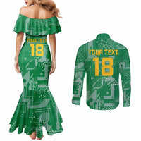 Custom Guyana Football Couples Matching Mermaid Dress and Long Sleeve Button Shirt One Team One Game Green Version - Wonder Print Shop