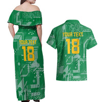 Custom Guyana Football Couples Matching Off Shoulder Maxi Dress and Hawaiian Shirt One Team One Game Green Version - Wonder Print Shop