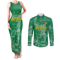 Custom Guyana Football Couples Matching Tank Maxi Dress and Long Sleeve Button Shirt One Team One Game Green Version - Wonder Print Shop
