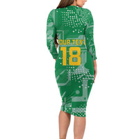 Custom Guyana Football Family Matching Long Sleeve Bodycon Dress and Hawaiian Shirt One Team One Game Green Version - Wonder Print Shop
