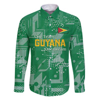 Custom Guyana Football Family Matching Off The Shoulder Long Sleeve Dress and Hawaiian Shirt One Team One Game Green Version - Wonder Print Shop