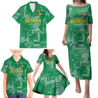 Custom Guyana Football Family Matching Puletasi and Hawaiian Shirt One Team One Game Green Version - Wonder Print Shop