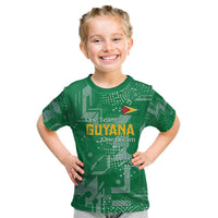 Custom Guyana Football Kid T Shirt One Team One Game Green Version - Wonder Print Shop