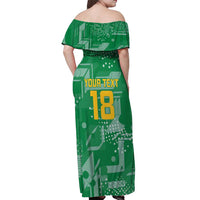 Custom Guyana Football Off Shoulder Maxi Dress One Team One Game Green Version - Wonder Print Shop