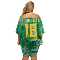 Custom Guyana Football Off Shoulder Short Dress One Team One Game Green Version - Wonder Print Shop