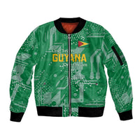 Custom Guyana Football Sleeve Zip Bomber Jacket One Team One Game Green Version - Wonder Print Shop
