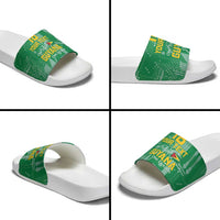 Custom Guyana Football Slide Sandals One Team One Game Green Version - Wonder Print Shop
