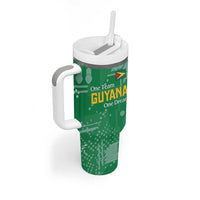 Custom Guyana Football Tumbler With Handle One Team One Game Green Version - Wonder Print Shop
