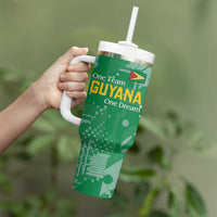 Custom Guyana Football Tumbler With Handle One Team One Game Green Version - Wonder Print Shop