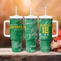 Custom Guyana Football Tumbler With Handle One Team One Game Green Version - Wonder Print Shop