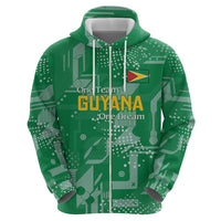 Custom Guyana Football Zip Hoodie One Team One Game Green Version - Wonder Print Shop