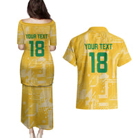 Custom Guyana Football Couples Matching Puletasi and Hawaiian Shirt One Team One Game Yellow Version - Wonder Print Shop
