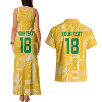 Custom Guyana Football Couples Matching Tank Maxi Dress and Hawaiian Shirt One Team One Game Yellow Version - Wonder Print Shop