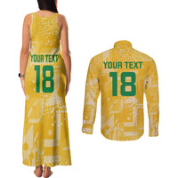 Custom Guyana Football Couples Matching Tank Maxi Dress and Long Sleeve Button Shirt One Team One Game Yellow Version - Wonder Print Shop