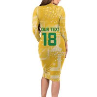 Custom Guyana Football Family Matching Long Sleeve Bodycon Dress and Hawaiian Shirt One Team One Game Yellow Version - Wonder Print Shop