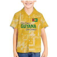 Custom Guyana Football Family Matching Mermaid Dress and Hawaiian Shirt One Team One Game Yellow Version - Wonder Print Shop