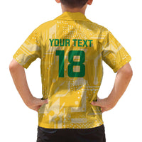 Custom Guyana Football Family Matching Off The Shoulder Long Sleeve Dress and Hawaiian Shirt One Team One Game Yellow Version - Wonder Print Shop
