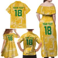 Custom Guyana Football Family Matching Off Shoulder Maxi Dress and Hawaiian Shirt One Team One Game Yellow Version - Wonder Print Shop