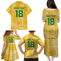 Custom Guyana Football Family Matching Puletasi and Hawaiian Shirt One Team One Game Yellow Version - Wonder Print Shop
