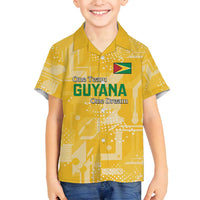 Custom Guyana Football Family Matching Puletasi and Hawaiian Shirt One Team One Game Yellow Version - Wonder Print Shop