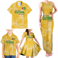 Custom Guyana Football Family Matching Tank Maxi Dress and Hawaiian Shirt One Team One Game Yellow Version - Wonder Print Shop