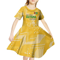 Custom Guyana Football Kid Short Sleeve Dress One Team One Game Yellow Version - Wonder Print Shop