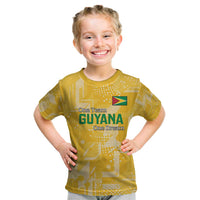 Custom Guyana Football Kid T Shirt One Team One Game Yellow Version - Wonder Print Shop