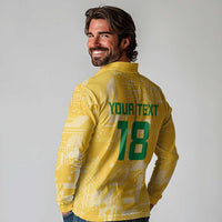 Custom Guyana Football Long Sleeve Polo Shirt One Team One Game Yellow Version - Wonder Print Shop