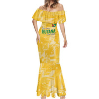 Custom Guyana Football Mermaid Dress One Team One Game Yellow Version - Wonder Print Shop