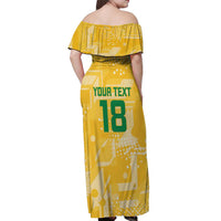 Custom Guyana Football Off Shoulder Maxi Dress One Team One Game Yellow Version - Wonder Print Shop