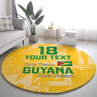 Custom Guyana Football Round Carpet One Team One Game Yellow Version - Wonder Print Shop