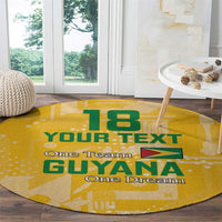 Custom Guyana Football Round Carpet One Team One Game Yellow Version - Wonder Print Shop