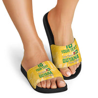 Custom Guyana Football Slide Sandals One Team One Game Yellow Version - Wonder Print Shop