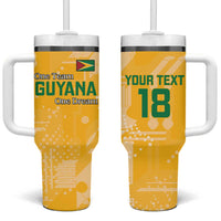 Custom Guyana Football Tumbler With Handle One Team One Game Yellow Version - Wonder Print Shop