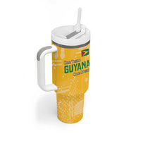 Custom Guyana Football Tumbler With Handle One Team One Game Yellow Version - Wonder Print Shop