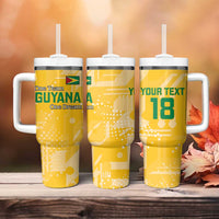 Custom Guyana Football Tumbler With Handle One Team One Game Yellow Version - Wonder Print Shop