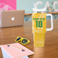 Custom Guyana Football Tumbler With Handle One Team One Game Yellow Version - Wonder Print Shop
