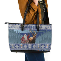 Finland Joulupukki Christmas Leather Tote Bag Mythology Hannunvaakuna - Wonder Print Shop
