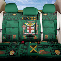 Personalized Jamaica Christmas Back Car Seat Cover Coat Of Arms - Merri Crissmuss - Wonder Print Shop