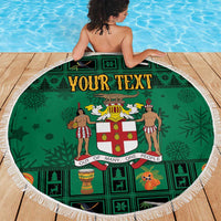 Personalized Jamaica Christmas Beach Blanket Coat Of Arms - Merri Crissmuss - Wonder Print Shop