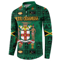 Personalized Jamaica Christmas Button Sweatshirt Coat Of Arms - Merri Crissmuss - Wonder Print Shop