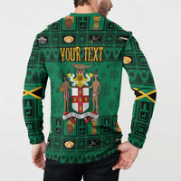 Personalized Jamaica Christmas Button Sweatshirt Coat Of Arms - Merri Crissmuss - Wonder Print Shop