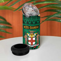 Personalized Jamaica Christmas 4 in 1 Can Cooler Tumbler Coat Of Arms - Merri Crissmuss - Wonder Print Shop
