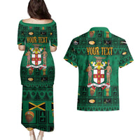 Personalized Jamaica Christmas Couples Matching Puletasi and Hawaiian Shirt Coat Of Arms - Merri Crissmuss - Wonder Print Shop