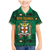 Personalized Jamaica Christmas Family Matching Mermaid Dress and Hawaiian Shirt Coat Of Arms - Merri Crissmuss - Wonder Print Shop