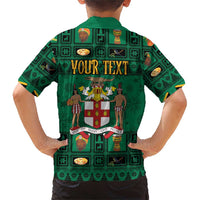 Personalized Jamaica Christmas Family Matching Short Sleeve Bodycon Dress and Hawaiian Shirt Coat Of Arms - Merri Crissmuss - Wonder Print Shop